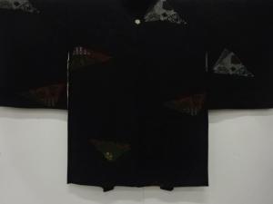 大正ロマン　漆　華紋に花鳥・古典柄模様織出し　一ツ紋羽織